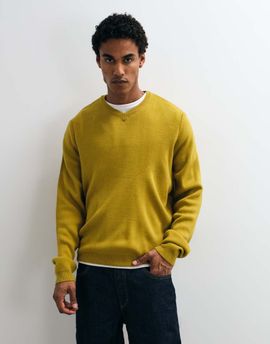 ASOS DESIGN ASOS DESIGN oversized v neck knitted sweater in chartruse-Yellow
