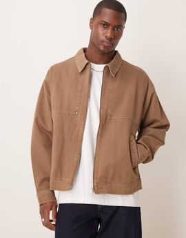 ASOS DESIGN ASOS DESIGN oversized washed harrington jacket in brown