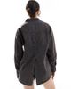 ASOS DESIGN ASOS DESIGN oversized washed twill shirt in charcoal-Gray - 4