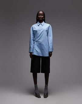 ASOS DESIGN ASOS DESIGN oversized wrap overshirt in blue