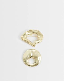 ASOS DESIGN ASOS DESIGN pack of 2 abstract brooches in mixed gold tone