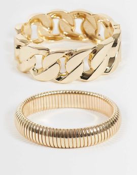 ASOS DESIGN ASOS DESIGN pack of 2 bracelets with chain detail in gold tone