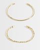 ASOS DESIGN ASOS DESIGN pack of 2 cuff bracelets with plain and twist detailing in gold tone - 1