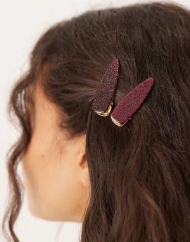 ASOS DESIGN ASOS DESIGN pack of 2 hair clips in glittery plum mix-Multi
