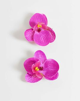 ASOS DESIGN ASOS DESIGN Pack of 2 hair clips with tropical orchid design in pink