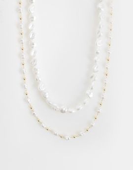ASOS DESIGN ASOS DESIGN pack of 2 mini freshwater faux pearl necklace-White
