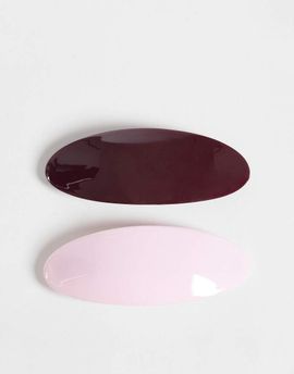ASOS DESIGN ASOS DESIGN pack of 2 mini oval barrettes in burgundy and pink-Multi