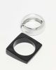 ASOS DESIGN ASOS DESIGN pack of 2 resin bangles with squared off design in black and silver tone-Multi - 3