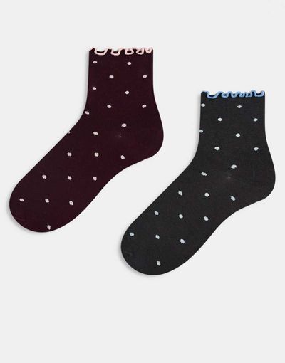 ASOS DESIGN ASOS DESIGN pack of 2 socks with mini polka dot design in multi