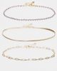 ASOS DESIGN ASOS DESIGN pack of 3 anklets with purple beads and chain in gold tone - 1