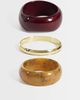 ASOS DESIGN ASOS DESIGN pack of 3 bangles in burgundy resin and brushed gold tone-Multi - 1