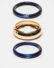 ASOS DESIGN ASOS DESIGN pack of 3 bangles with dark blue resin detail in gold tone - 1