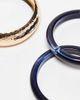 ASOS DESIGN ASOS DESIGN pack of 3 bangles with dark blue resin detail in gold tone - 3