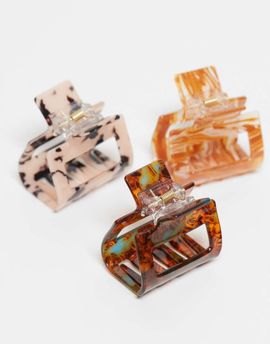 ASOS DESIGN ASOS DESIGN pack of 3 mini hair claws in tort multi