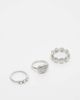 ASOS DESIGN ASOS DESIGN pack of 3 rings in shell and faux pearl design in silver tone - 1