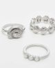 ASOS DESIGN ASOS DESIGN pack of 3 rings in shell and faux pearl design in silver tone - 2