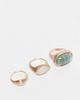 ASOS DESIGN ASOS DESIGN pack of 3 rings with faux semi precious stone set in brushed gold tone - 1