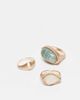 ASOS DESIGN ASOS DESIGN pack of 3 rings with faux semi precious stone set in brushed gold tone - 2