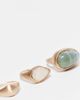 ASOS DESIGN ASOS DESIGN pack of 3 rings with faux semi precious stone set in brushed gold tone - 3
