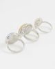 ASOS DESIGN ASOS DESIGN pack of 3 rings with pastel stone- part of a settings in silver tone-Multi - 3
