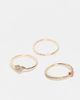 ASOS DESIGN ASOS DESIGN pack of 3 rings with pink sparkly crystal heart designs in gold tone - 1