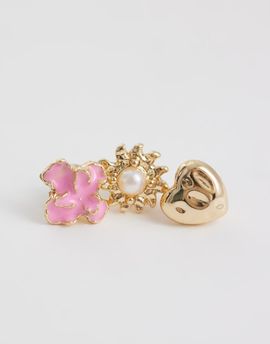 ASOS DESIGN ASOS DESIGN pack of 3 studs with mixed sun, heart and flowers in pink and gold tone-Multi