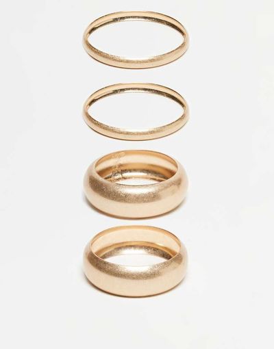 ASOS DESIGN ASOS DESIGN pack of 4 bangles in brushed gold tone