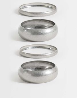 ASOS DESIGN ASOS DESIGN pack of 4 bangles in brushed silver tone