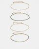 ASOS DESIGN ASOS DESIGN pack of 4 fine bracelets with multi colored sparkly rhinestones in gold tone - 2