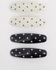 ASOS DESIGN ASOS DESIGN pack of 4 hair clips with polka-dot design in black and white-Multi - 1