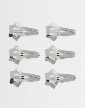 ASOS DESIGN ASOS DESIGN pack of 6 mini star hair clips in silver tone