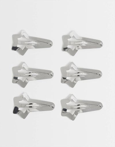 ASOS DESIGN ASOS DESIGN pack of 6 mini star hair clips in silver tone