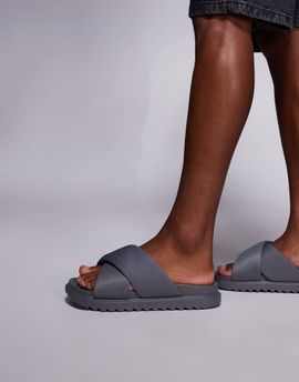 ASOS DESIGN ASOS DESIGN padded cross over strap sandals in gray