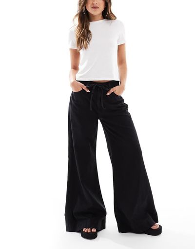 ASOS DESIGN ASOS DESIGN palazzo jeans with tie waist in black