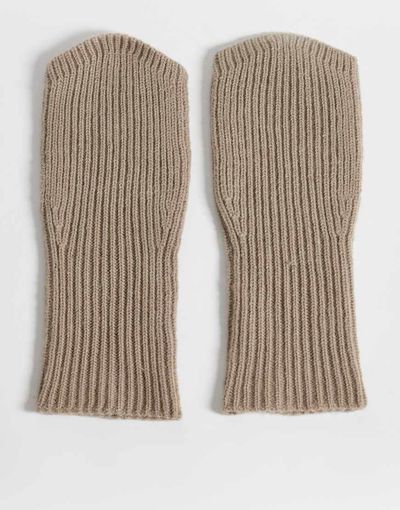 ASOS DESIGN ASOS DESIGN palm warmer fingerless gloves in beige-Neutral