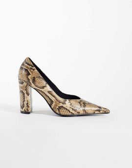 ASOS DESIGN ASOS DESIGN Panda high block heel pumps in snake-MULTI