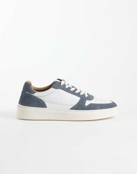 ASOS DESIGN ASOS DESIGN paneled lace up sneakers with rubber sole in white leather and blue suede-Black