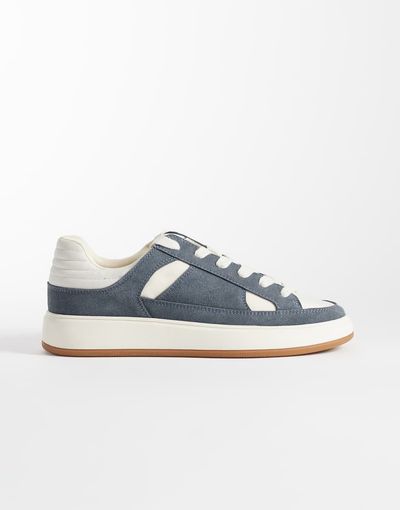 ASOS DESIGN ASOS DESIGN panelled lace up sneakers in gray blue-Multi