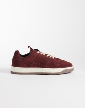 ASOS DESIGN ASOS DESIGN panelled lace up sneakers with off white detailing in burgundy suede-RED