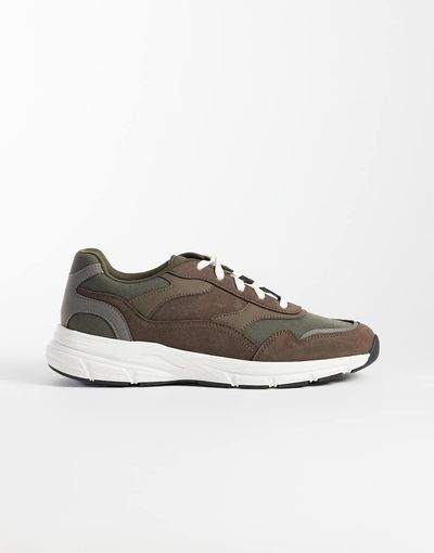 ASOS DESIGN ASOS DESIGN panelled runner sneakers in khaki and gray-Green