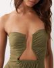 ASOS DESIGN ASOS DESIGN paper touch asymmetric cut out swimsuit in khaki green - 2