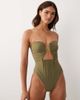 ASOS DESIGN ASOS DESIGN paper touch asymmetric cut out swimsuit in khaki green - 4