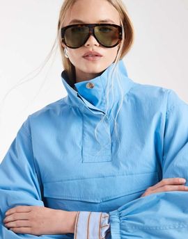 ASOS DESIGN ASOS DESIGN paper touch poplin windbreaker in aqua - part of a set-Blue