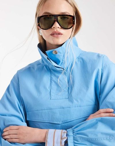 ASOS DESIGN ASOS DESIGN paper touch poplin windbreaker in aqua - part of a set-Blue