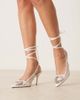 ASOS DESIGN ASOS DESIGN Pascha trim detail tie leg snipped toe pumps in white lace - 1
