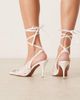 ASOS DESIGN ASOS DESIGN Pascha trim detail tie leg snipped toe pumps in white lace - 3