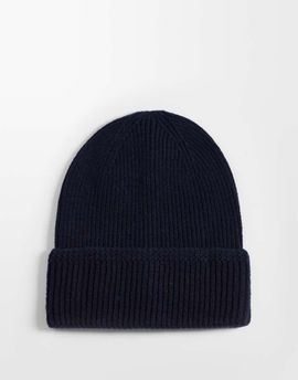 ASOS DESIGN ASOS DESIGN patterned-edge rib knit beanie in navy