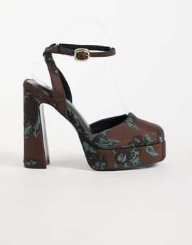 ASOS DESIGN ASOS DESIGN Peaked platform high heeled shoes in jacquard-MULTI