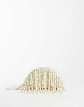 ASOS DESIGN ASOS DESIGN pearl beaded clutch bag in cream-White