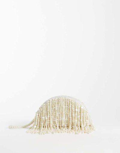 ASOS DESIGN ASOS DESIGN pearl beaded clutch bag in cream-White